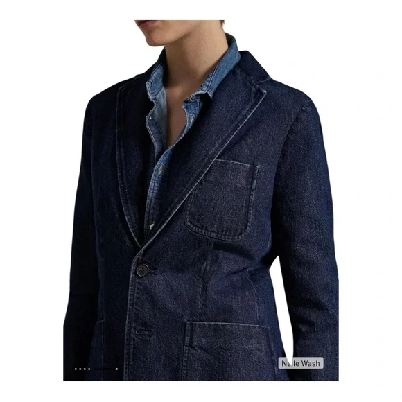 🕶️ Polo Ralph Lauren Cotton Denim Single-Breasted Blazer – Size 4 – NWT 🕶️ - Picture 4 of 12